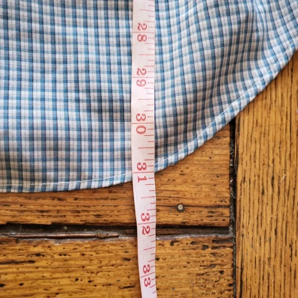 Levi Strauss & Co Vintage 1970s Pearl Snap Button Down Shirt Blue Plaid Size Med